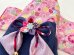 画像2: 振袖袴　ピンクうさぎ＆桜×紺袴【２〜３号・オーダー】 (2)
